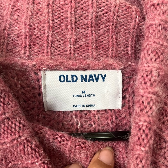 EUC Old Navy Tunic Length Pink Turtleneck Sweater - Picture 2 of 6